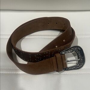 Urban Outfitters BDG Brown Leather Studded "Make Your Own Destiny" Belt Size L